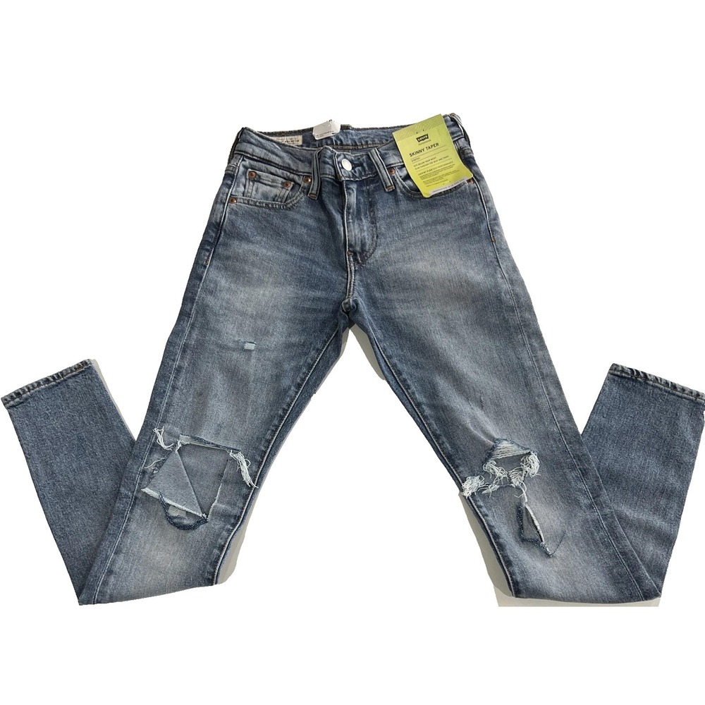Levi's Premium Skinny Taper Flex Distressed Blue Jeans Men's Size 27x30 NEW - Picture 8 of 8